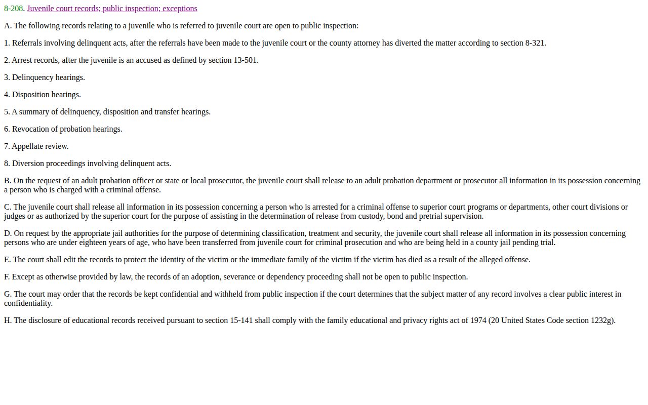 Arizona juvenile court record access and confidentiality rules